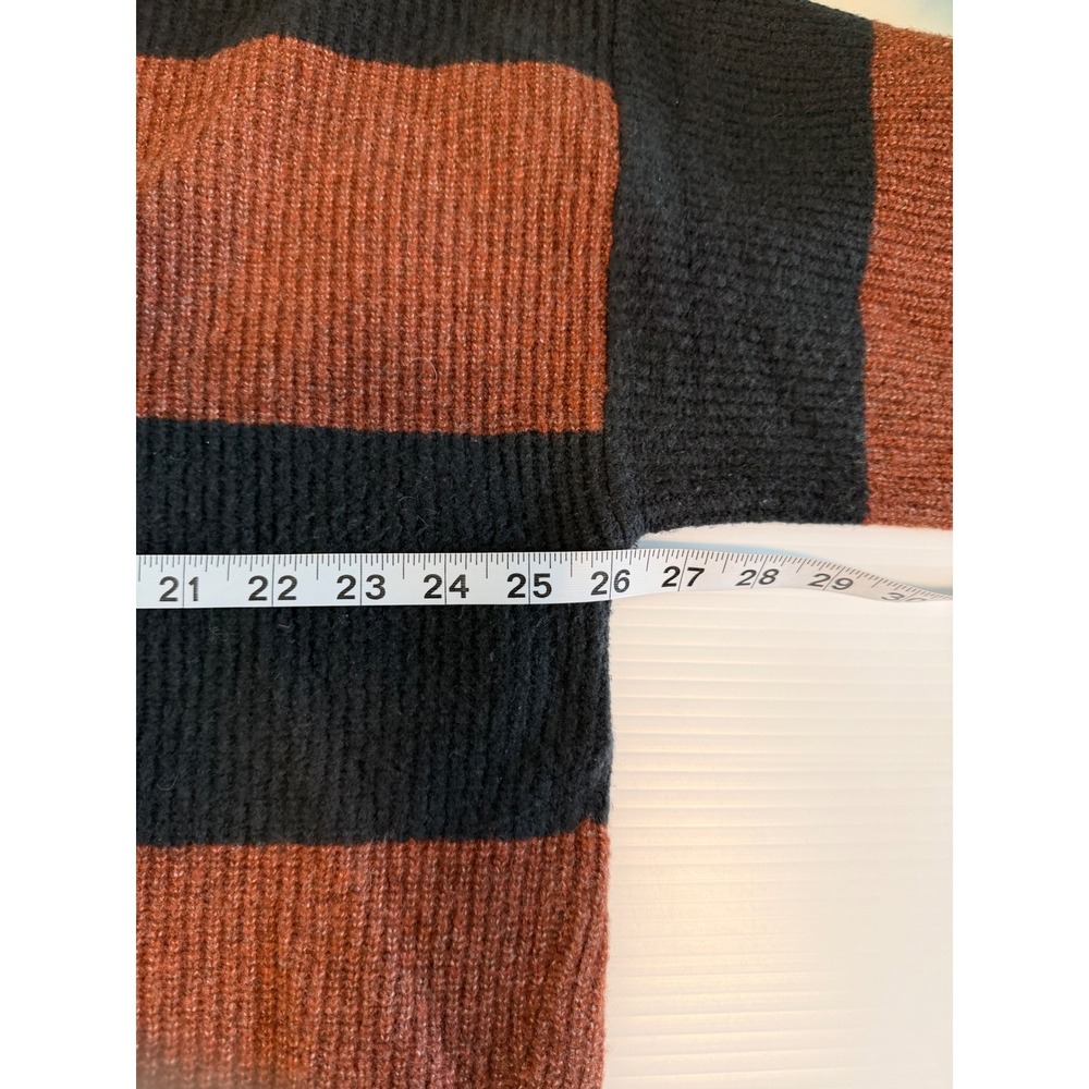 Abercrombie Fitch Striped Mock Neck Sweater Oversized Women XL Brown Black rugby - Picture 5 of 6